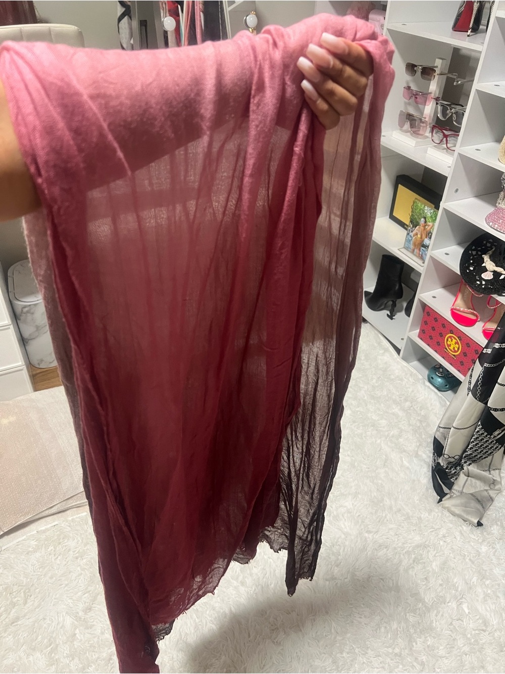 Sheer Ombre Pink to Plum Scarf